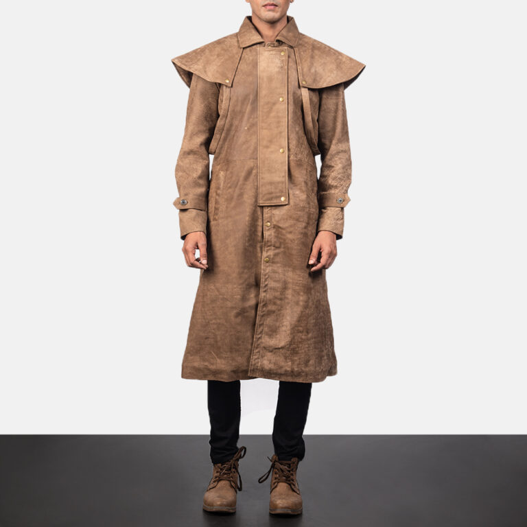 Mens Maverick Brown Leather Duster4656-5-1557053565068